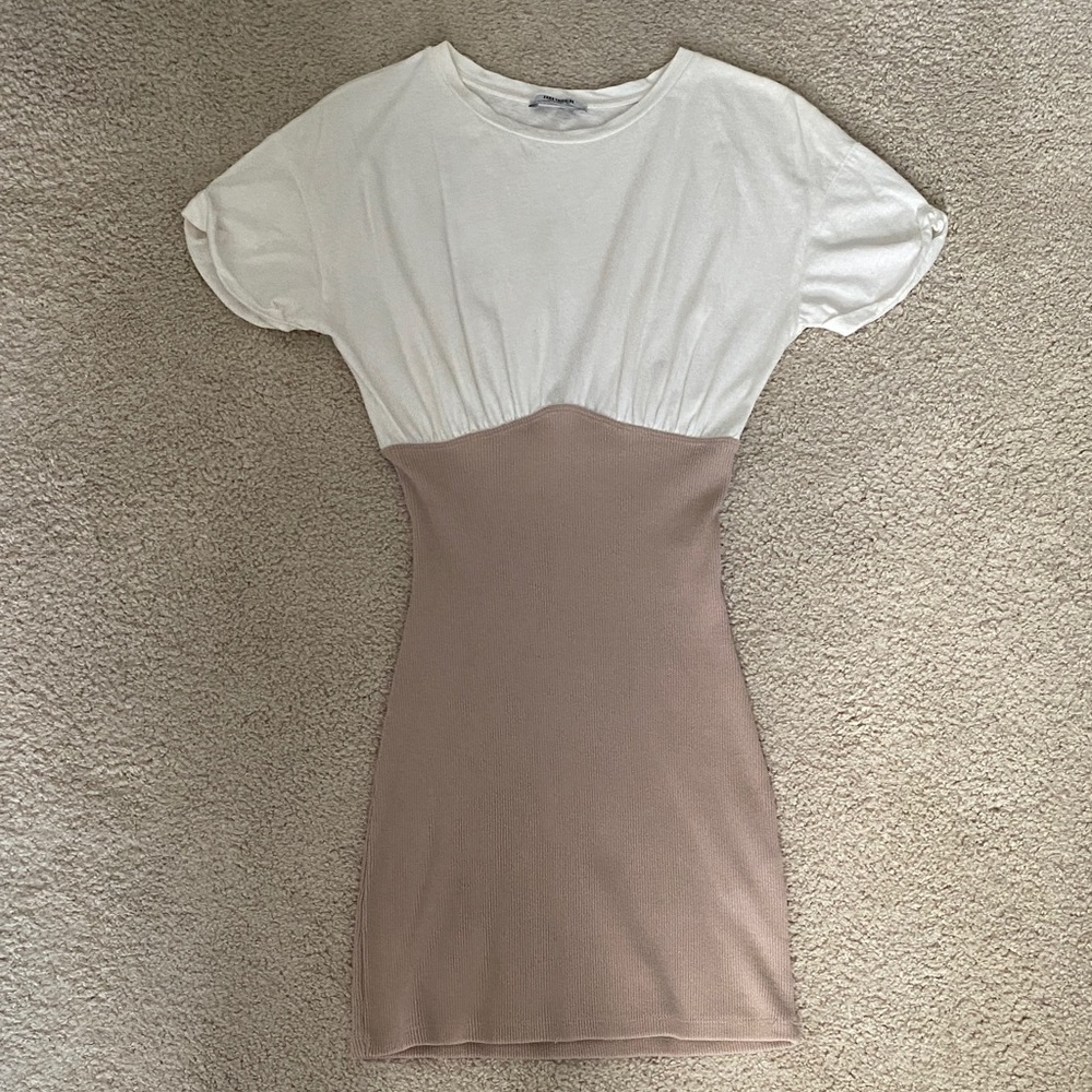 Zara White and Tan Dress